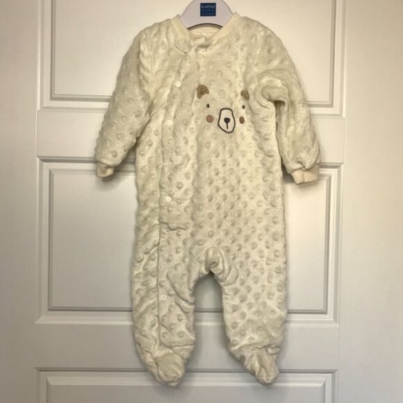 Kyle & Deena Embroidered Bear Face One Piece Footed Outfit Unisex Baby 6-9M - Picture 2 of 9